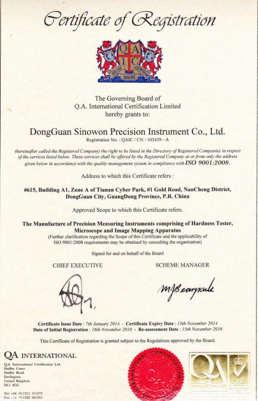 ISO9001:2008 - Guangdong Hoyamo Precision Instrument Limited