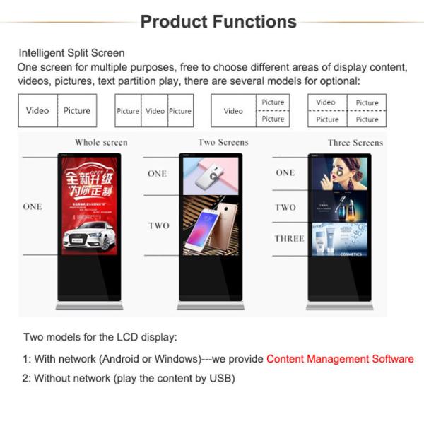 Quality Interactive Lcd Advertising Display Screen , Digital Signage Kiosk Freestanding for sale