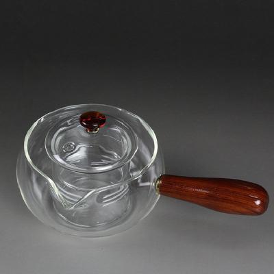 China Chinese Kungfu Teaset Wood Side Handle Teapot Radiant-Cooker Using Glass Teapot for sale