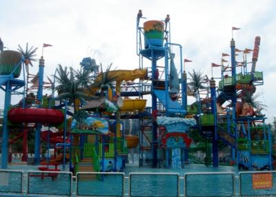 China Summer Large Aqua Playground Water Play Equipment with Spiral Slide / Tipping Bucket for sale