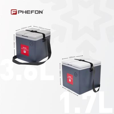 China Phefon 1.5L 1.7L Resfriador duro Resfriador de vacina Caixa de resfriamento Cubo de transporte de vacina à venda
