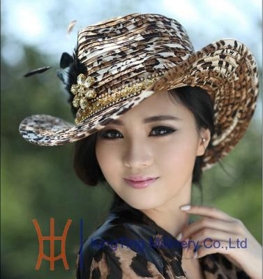 中国 中調節可能な Sweatband が付いているヒョウの印刷物のケンタッキー ダービー教会帽子 販売のため