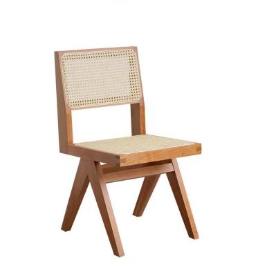 China Nordic rattan weaving household simple creative make-up chair backrest homestand casual dining room solid wood chair for sale