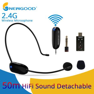 China 2.4Ghz wireless portable rechargeable Microphone with separate Transmitter and receiver 3.5mm to 6.5mm convertor for sale