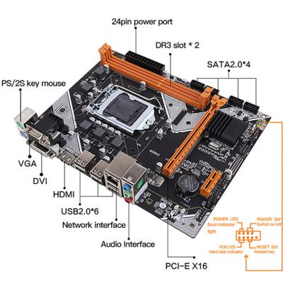 China Sata2.0 H61 LGA 1155 Motherboard DDR3 Dual Channel 100m Network Card for sale