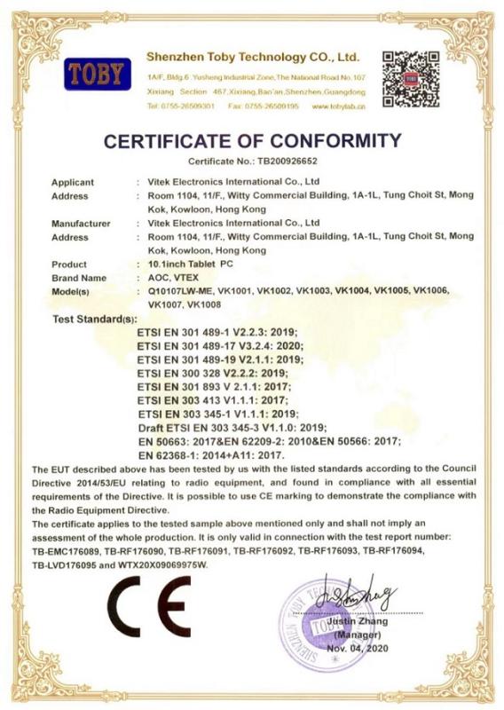 CE - Shenzhen Vitek Electronics Co., Ltd.