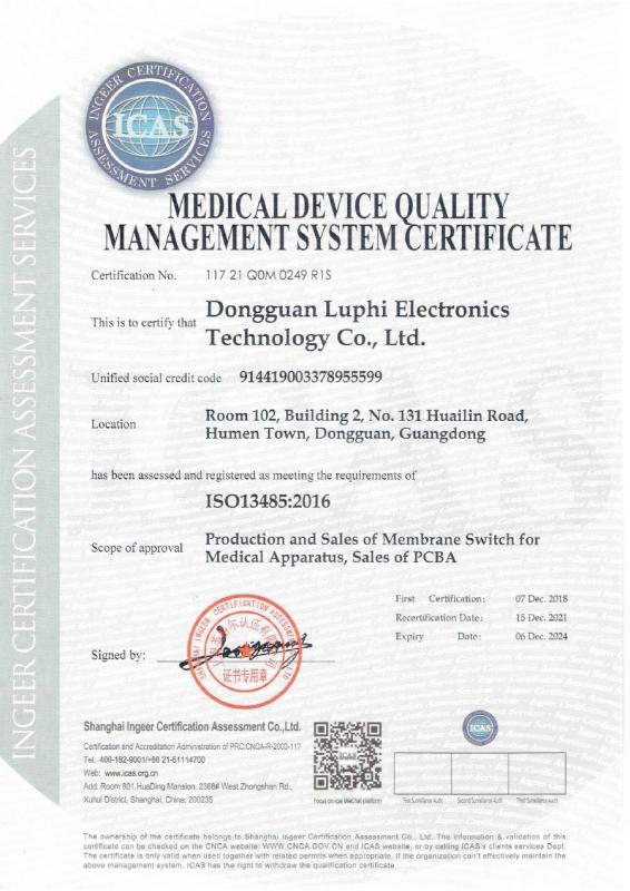 ISO13485:2016 - Dongguan Luphi Electronics Technology Co., Ltd.