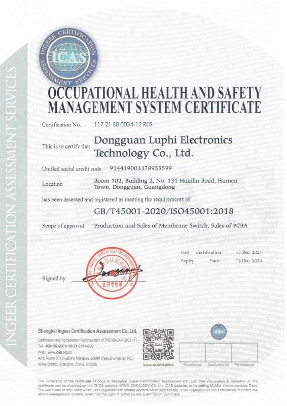 ISO45001:2018 - Dongguan Luphi Electronics Technology Co., Ltd.