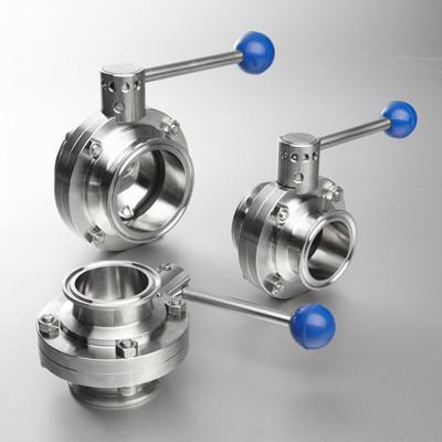 China Sanitary Ss Butterfly Valve , 316l Clamped Weld DIN Butterfly Valve for sale