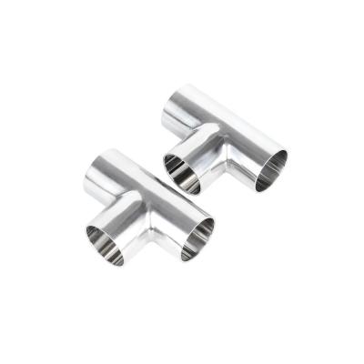 China Stainless Steel 3A.Sms.DIN.BPE Mirror Three-Clip Joint - Sanitary Welded End Tee for sale