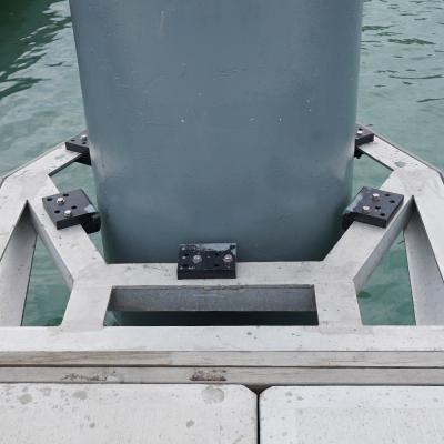 China Painting Finish Piles Floating Dock Marine Grade Aluminum Alloy 6061 Pile Cap Stainless Steel Pile Guide for sale