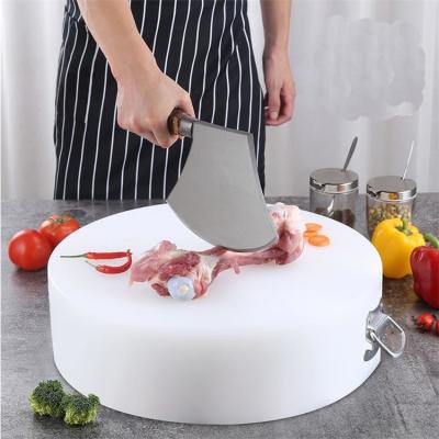 China Kitchen Eco Friendly Meat Round Polyethylene Plastic Chopping Board With Handle for sale
