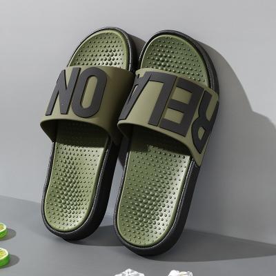 China Latest Summer Mens Rubber Flip Flop PVC Simple LOGO Slipper for sale