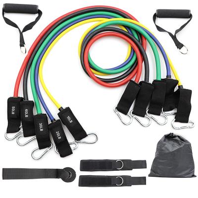 China customized 1.2m 11pcs Resistance Bands Set With Foam Handles for sale