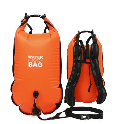 China Orange Triathlon Swimming Buoy 190T Nylon PVC Inflatable Tow Float for sale
