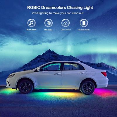 China 6Pcs Car Underglow Strip Lights 12V RGBIC Multi Color DIY Sound Active Function Music Mode with APP Control and Remote for sale