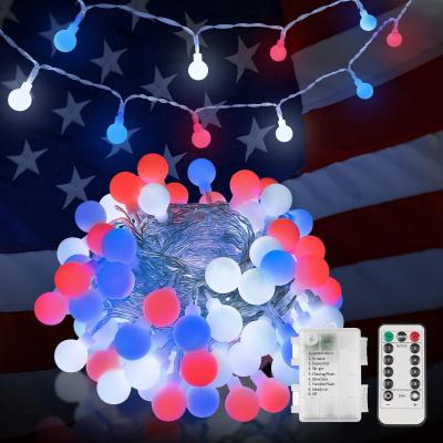 China Red White and Blue Patriotic Lights, 50 Led String Lights, Globe String Lights for Flag,Backyard, Patio, Garden, Party for sale