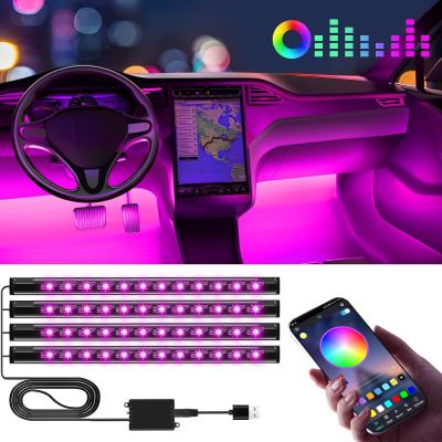 China USB RGB Car LED Lights Strip Interior LED Lights for Cars 4 Music Sync Effects with IR Remote Controller for sale