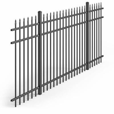 China powder coated wrought iron fence square tube spear top galvanized steel fence panels for sale