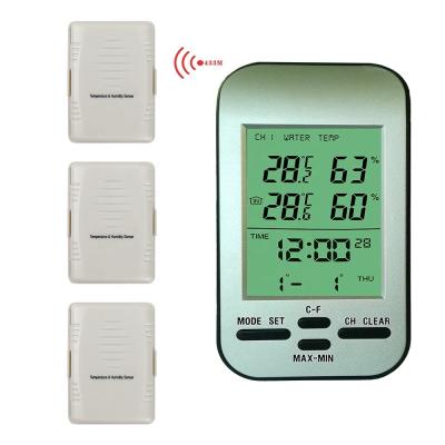 China Indoor Outdoor Thermometer Hygrometer Digital Weather Station With Wireless Wall Clock for sale