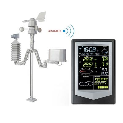 China Digital Color Screen Wireless Weather Station Indoor Temperature Humidity Wind Speed Direction for sale