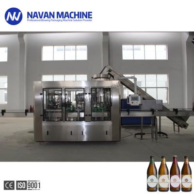 China 18 Heads Beer Cap Gas Filled Glass Bottle Filling Machine Cleaning Filling Cap Three In One for sale