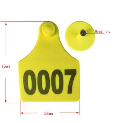 China sell animal cattle ear tag,laser ear tag,cow ear tag,material SGS certificate,high78*width 58mm for sale