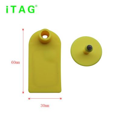 China RFID sheep ear tag,60*30mm easy to tracking,UHF read and write data in clip Alien H3,chicken ear tag,8 colors for sale