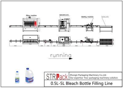 China 0.5L-5L Anti Corrosive Diving Bleach Bottle Filling Line With Capping Machine Labeling Machine For Bleach Bottle Packing for sale