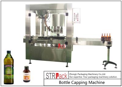 China Rotary 4 Head Aluminium Bottle Cap Machine For Syrup / Olive Oil Screw Thread Cap for sale