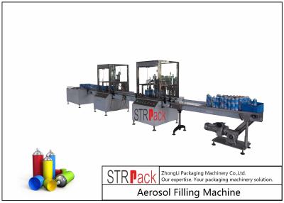 China 52mm-65mm Aerosol Filling Line With Aerosol Spray Filling Machine And Automatic Ball Dropper for sale