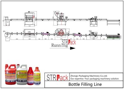 China Agro Chemical Bottle Filling Line / Stable Performance Pharmaceutical Liquid Filling Machines Line for sale