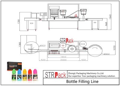 China 10ml-100ml E-Liquid Bottle Filling Capping Machine And Labeling Packing Line With Piston Pump for sale