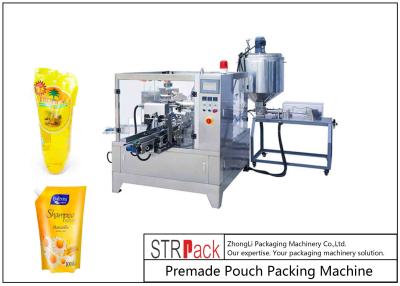 China Flüssige Premade-Beutel-Verpackungsmaschine Dreh mit Pasten-Füller zu verkaufen