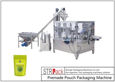 China Matcha Green Tea Powder DoyPack Zip Pouch Packaging MachineRotary Fill and Seal With Auger Filler for Powder for sale