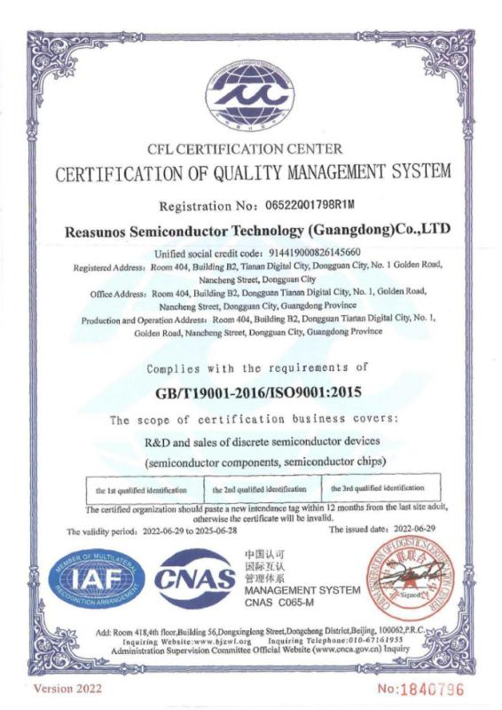 ISO9001 - Reasunos Semiconductor Technology Co., Ltd.