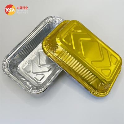 China Gold Aluminum Foil Lunch Box Container 450ml 600ml Aluminum Foil Food Grade Te koop