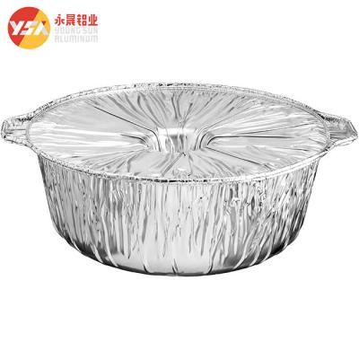 China Silver Food Foil Pan Bowl with Lids Round Aluminum Foil Containers for sale
