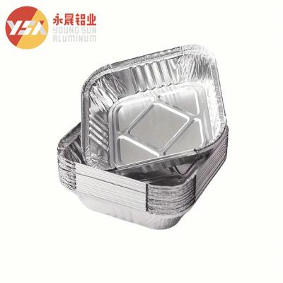 China 110 ml Vierkante wegwerpcontainer van aluminiumfolie Zilveren voedselcontainer Te koop