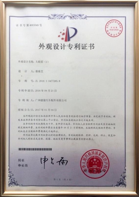 ISO Certificate - Guangzhou Deliang Auto Accessory Co., Ltd.