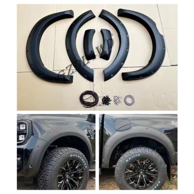 China Matte Black 4x4 Car Fender Flares For Ranger T9 2022+ ABS 3M Tape Wheel Arch Flares for sale