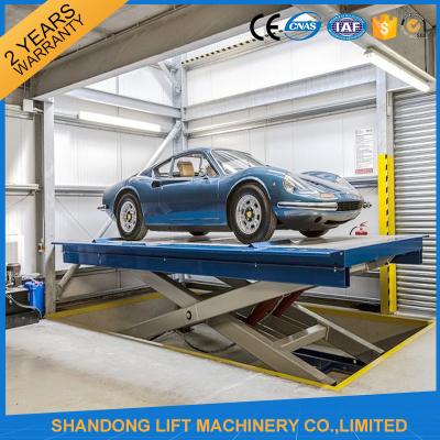 China 2.5T 3.3m Garage Car Lifting Machine Scissor Car Lift with Anti skid Checkered Plate for sale