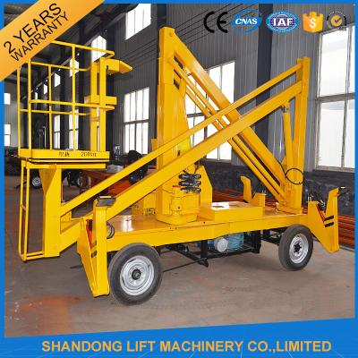 China 13m CE Crank Arm Trailer Mounted Boom Hire for Aerial Work Platform 200kg Loading Capacity for sale