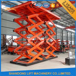 China Red Double Hydraulic Scissor Car Lift For Warehouse Car Parking for sale