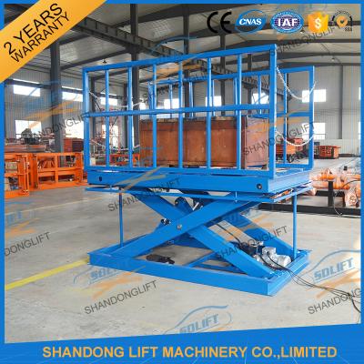 China 2T Warehouse Cargo Stationary Hydraulic Scissor Lift with Safe Sensor and Maintenance Bar for sale