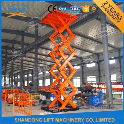 China 2T 7M Material Stationary Hydraulic Scissor Lift Table Warehouse Hydraulic Cargo Scissor Lift with CE for sale