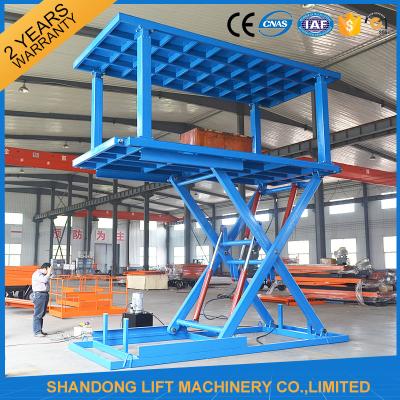 China Two Layers Folding Hydraulic Scissor Double Parking Car Lift , Blue for sale