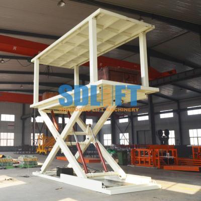 China 3T 3m Hydraulic Scissor Type 2 Car Parking Lift form Basement to Ground Level for sale