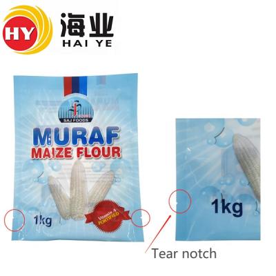 China Customized Barrier Printed Three Side Seal Corn Flour Packing Bag Rice Packing Bag Plastic Packaging Bags For Flour for sale
