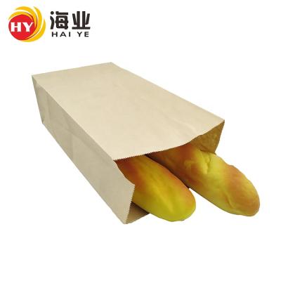 China Recyclable Food Grade Baguette Sandwich Kraft Paper Bread Packaging Bag Flat Bottom Kraft Paper Bag For Food for sale